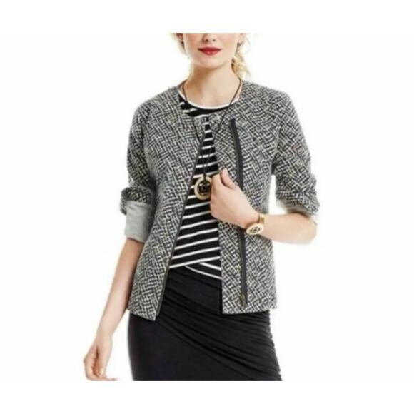 Cabi Cliffside Moto Jacket #5099 Black Graphic Print M - Picture 1 of 8